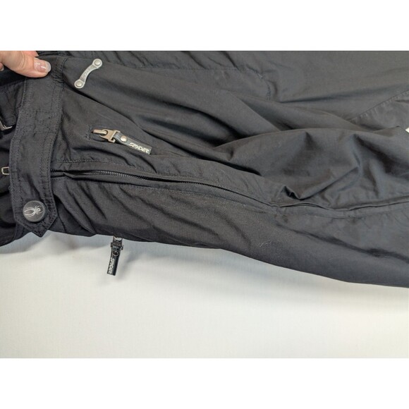 Spyder Ski Snow Bib Pants Mens XL Black Overalls Suspenders Zip Pockets Gaiters - Picture 11 of 16